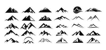 mountain landscape outdoor peak adventure silhouette logo set vector