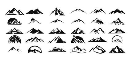 mountain landscape outdoor peak adventure silhouette logo set vector