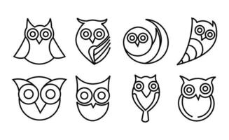 outline thin line icons such as great owl,of predator owlet vector