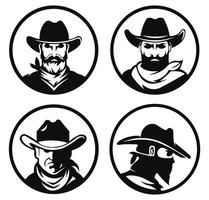 Logo template with the image of the man in hat. Cowboy. Sheriff. Mascot. vector