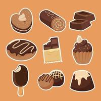 Sweet Chocolate Sticker Set vector