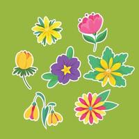 Spring Floral Sticker Elements vector