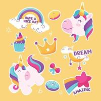 Cute Unicorn Sticker Set vector
