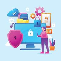 protección de datos de seguridad cibernética vector
