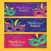 Mardi Gras Mask and Beads Banner vector