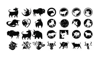 icono de granja de silueta animal de cuerno de toro. ilustración aislada y plana. gráfico vectorial vector
