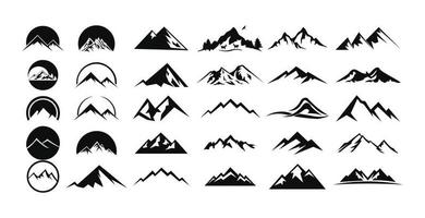 mountain landscape outdoor peak adventure silhouette logo set vector