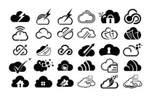 conjunto de vectores de diseño de formas de nube. paquete de iconos de tecnología de datos