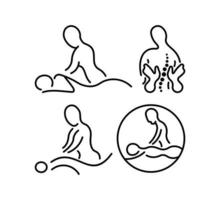 set Massage procedure line outline icon,Back massage vector icons set outline style