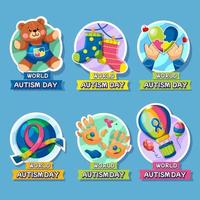 Celebration of World Autism Day Stickers vector