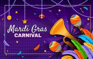 Mardi Gras Musical Celebration with Maracas and Trumpet vector