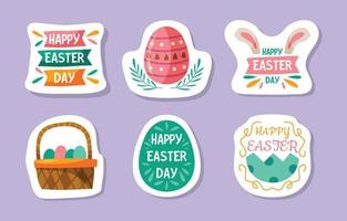 feliz día de pascua colección de pegatinas vectoriales vector