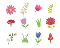 Set of creative vector illustrations of flowers