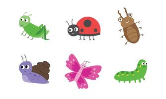 Set of creative vector illustrations of insects