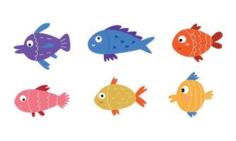 Set of creative vector illustrations of fishes