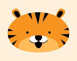 A wildlife animal illustrated in a cute style. The tiger head. vector