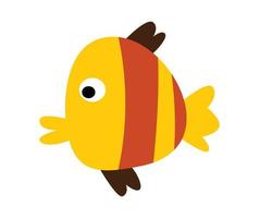 Yellow fish illustration in funny cartoon style vector