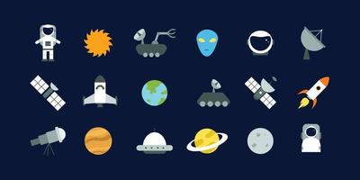 The space icon elements collection in flat design vector
