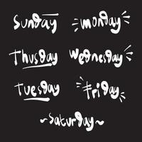 Handwritten text of the days in a week vector