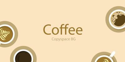A copy space background with cups of coffee decorated in a light theme vector