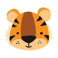 A wildlife animal illustrated in a cute style. The tiger head. vector