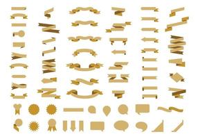 Set of ribbon in various styles in golden. vector
