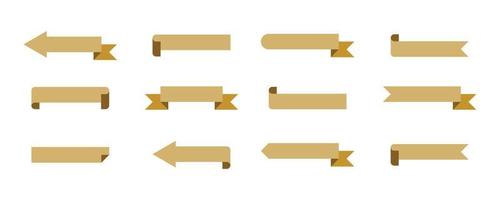 Set of curled or multiply ribbons in golden vector