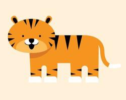 un animal salvaje ilustrado en un estilo lindo. un tigre en un cuerpo completo. vector