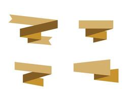 Set of curled or multiply ribbons in golden vector