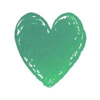 ilustración de forma de corazón dibujada con pasteles de tiza de color verde vector