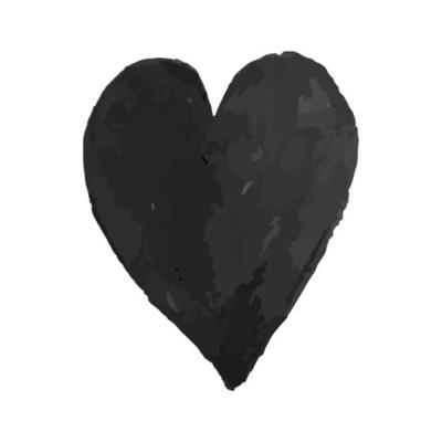 Illustration of heart shape drawn with black colored chalk pastels