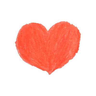 Illustration of heart shape drawn with red colored chalk pastels