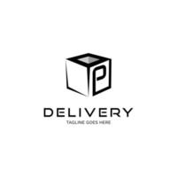 Initial letter P delivery package logo design inspiration vector