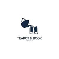 inspiración para el diseño del logotipo del libro de la tetera vector