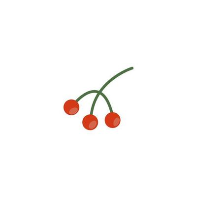 christmas rowan branch with berries vector sticker isolated