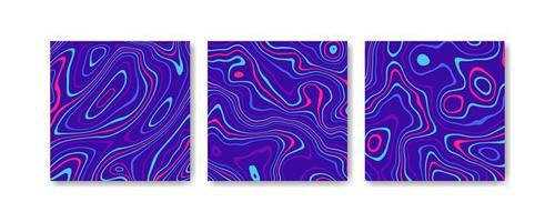 Abstract distorted colorful stripes background set vector