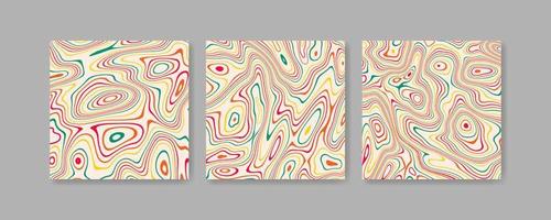 Abstract distorted colorful stripes background set vector