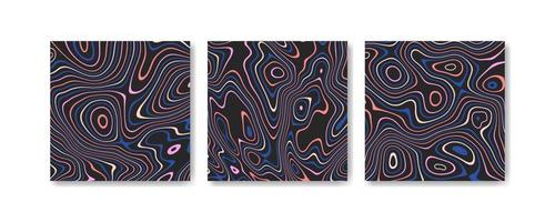 Abstract distorted colorful stripes background set vector