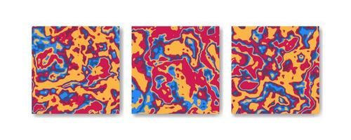 Hand drawn flat psychedelic groovy background set vector