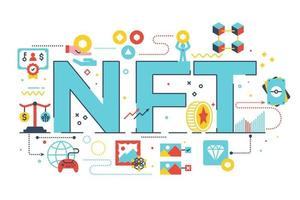 NFT word illustration vector