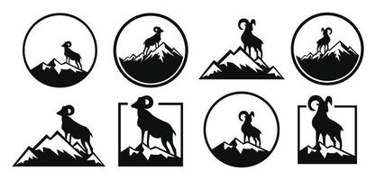 Silhouette of a mountain mammal goat animal . vector