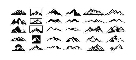 mountain landscape outdoor peak adventure silhouette logo set vector