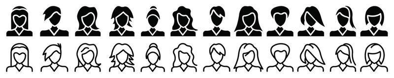People avatar icon set,Vector flat  icon as female vector