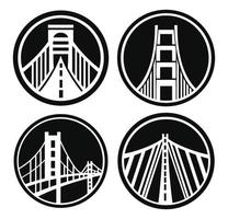 plantilla de emblema de diseño de logotipo de puente. ilustración de vector de icono de edificio emblemático de la ciudad