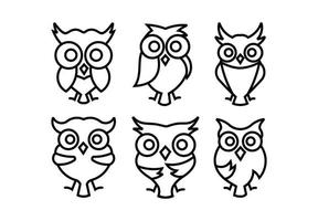 outline thin line icons such as great owl,of predator owlet vector