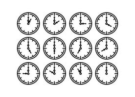 iconos de línea de reloj de tiempo alarma y reloj inteligente reloj de 24 horas vector