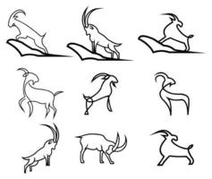 Silhouette of a mountain mammal goat animal . vector