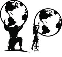 Atlas holding the world on his shoulder, Atlas Titan Holding Globe Vector Design
