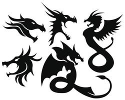 Ilustración de vector de dragón, emblema sobre fondo blanco