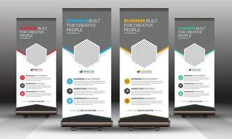 Corporate Roll Up Banner Template, Modern Creative Pull Up X Banner Unique Design for Commercial Use vector
